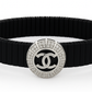 Black Silver Men’s Bracelet with Circle Emblem & CZ Accent Design