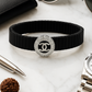 Black Silver Men’s Bracelet with Circle Emblem & CZ Accent Design