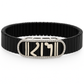 Black Silver Men’s Bracelet with Devotional Script Plate & CZ Border