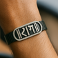 Black Silver Men’s Bracelet with Devotional Script Plate & CZ Border