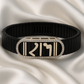 Black Silver Men’s Bracelet with Devotional Script Plate & CZ Border