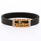 Black Rose Gold Men’s Bracelet with Mahakal Cutout Plate & CZ Side Borders