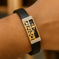 Black Rose Gold Men’s Bracelet with Mahakal Cutout Plate & CZ Side Borders