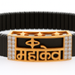 Black Rose Gold Men’s Bracelet with Mahakal Cutout Plate & CZ Side Borders