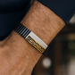 Black Rose Gold Men’s Bracelet with Greek Key Design & CZ Pavé Panel