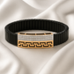 Black Rose Gold Men’s Bracelet with Greek Key Design & CZ Pavé Panel