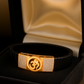 Black Rose Gold Men’s Bracelet with Om Devotional Plate & CZ Side Blocks