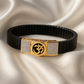 Black Rose Gold Men’s Bracelet with Om Devotional Plate & CZ Side Blocks