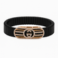 Black Rose Gold Men’s Bracelet with Double Ring Emblem & CZ Oval Frame