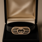 Black Rose Gold Men’s Bracelet with Double Ring Emblem & CZ Oval Frame