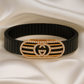 Black Rose Gold Men’s Bracelet with Double Ring Emblem & CZ Oval Frame