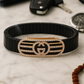 Black Rose Gold Men’s Bracelet with Double Ring Emblem & CZ Oval Frame
