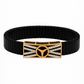 Black Rose Gold Men’s Bracelet with Tri Emblem Plate & CZ Radiant Design