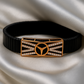 Black Rose Gold Men’s Bracelet with Tri Emblem Plate & CZ Radiant Design