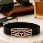 Black Rose Gold Men’s Bracelet with Tri Emblem Plate & CZ Radiant Design
