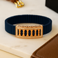 Blue Rose Gold Men’s Bracelet with Column Plate Design & CZ Frame