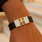 Black Rose Gold Men’s Bracelet with Tirupati Deity Plate & CZ Side Blocks