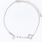 Elegant Silver Clover Charm Anklet for Women & Girls | Minimal Mixed Link Design Adjustable Fashion Anklet