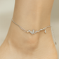Elegant Silver Butterfly Moon Pearl Charm Anklet for Women & Girls | Mixed Link Designer Adjustable Anklet