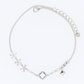 Elegant Silver Flower Clover Charm Anklet for Women & Girls | Mixed Link Designer Adjustable Anklet