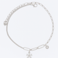 Elegant Silver CZ Flower Pendant Anklet for Women & Girls | Mixed Link Designer Adjustable Ankklet