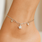 Elegant Silver CZ Flower Pendant Anklet for Women & Girls | Mixed Link Designer Adjustable Ankklet