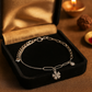Elegant Silver CZ Flower Pendant Anklet for Women & Girls | Mixed Link Designer Adjustable Ankklet