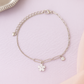 Elegant Silver CZ Flower Pendant Anklet for Women & Girls | Mixed Link Designer Adjustable Ankklet
