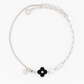 Elegant Silver Black Clover Charm Anklet for Women & Girls | Mixed Link Designer Adjustable Anklet
