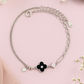 Elegant Silver Black Clover Charm Anklet for Women & Girls | Mixed Link Designer Adjustable Anklet