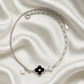 Elegant Silver Black Clover Charm Anklet for Women & Girls | Mixed Link Designer Adjustable Anklet