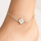 Elegant Silver Clover Charm Anklet for Women & Girls | Mixed Link Designer Adjustable Anklet