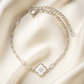 Elegant Silver Clover Charm Anklet for Women & Girls | Mixed Link Designer Adjustable Anklet