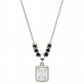 925 Silver Accented Pendant with Royal Emerald-Cut Crystal – Modern Luxe Statement Necklace