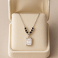 925 Silver Accented Pendant with Royal Emerald-Cut Crystal – Modern Luxe Statement Necklace