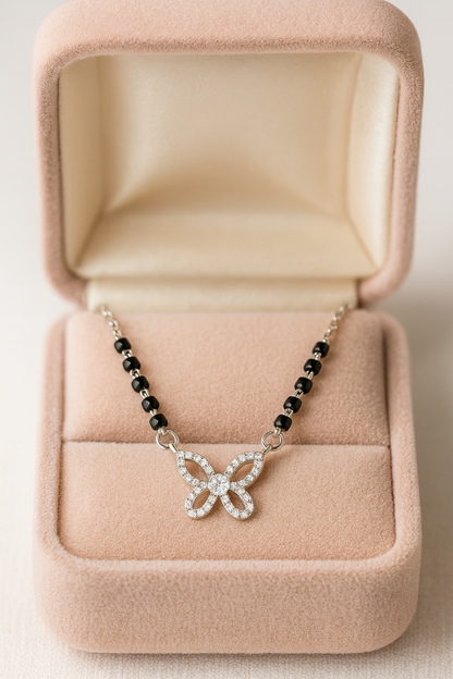 925 Silver Butterfly Mangalsutra Pendant – Modern Daily-Wear Symbol of Love & Elegance