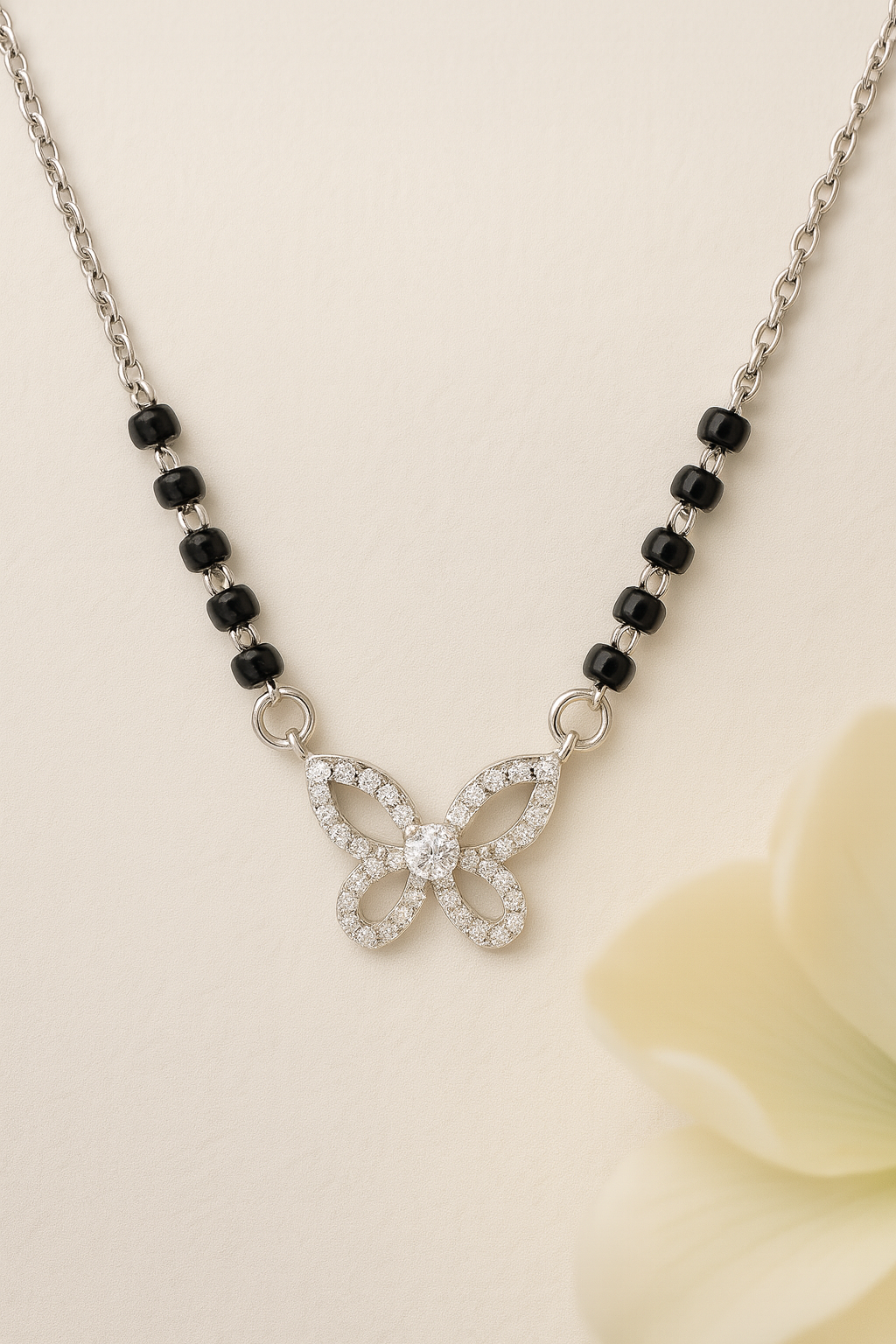 925 Silver Butterfly Mangalsutra Pendant – Modern Daily-Wear Symbol of Love & Elegance