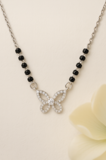925 Silver Butterfly Mangalsutra Pendant – Modern Daily-Wear Symbol of Love & Elegance