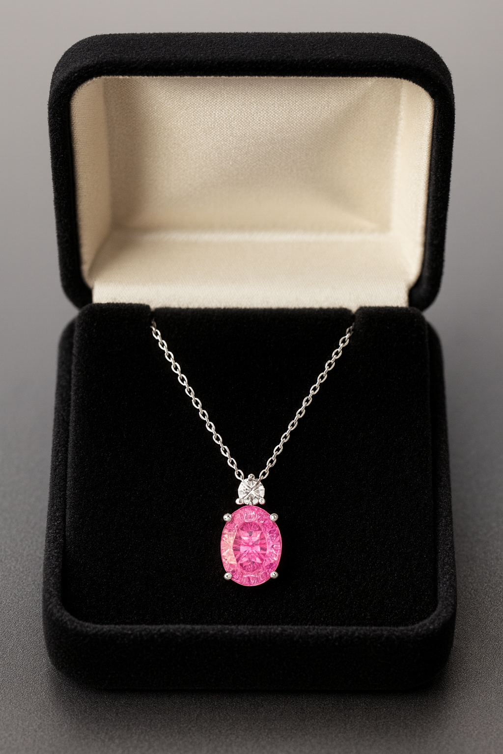 925 Silver Pink & Blue Oval Solitaire Pendant – Sparkling CZ Duo for Elegant Daily & Festive Wear