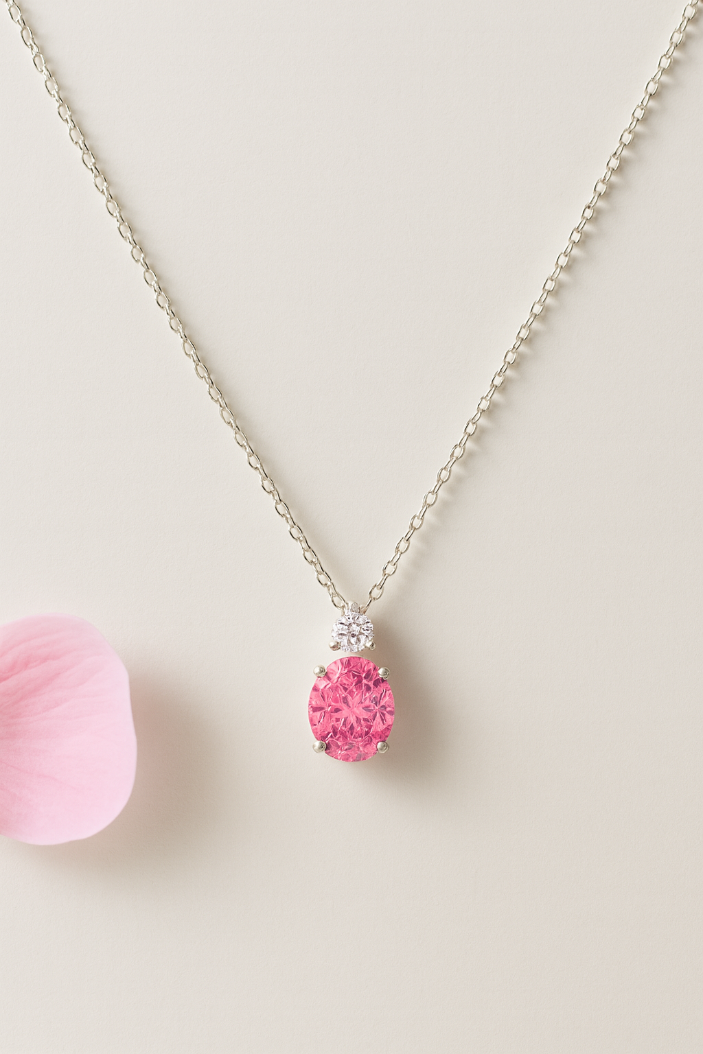 925 Silver Pink & Blue Oval Solitaire Pendant – Sparkling CZ Duo for Elegant Daily & Festive Wear