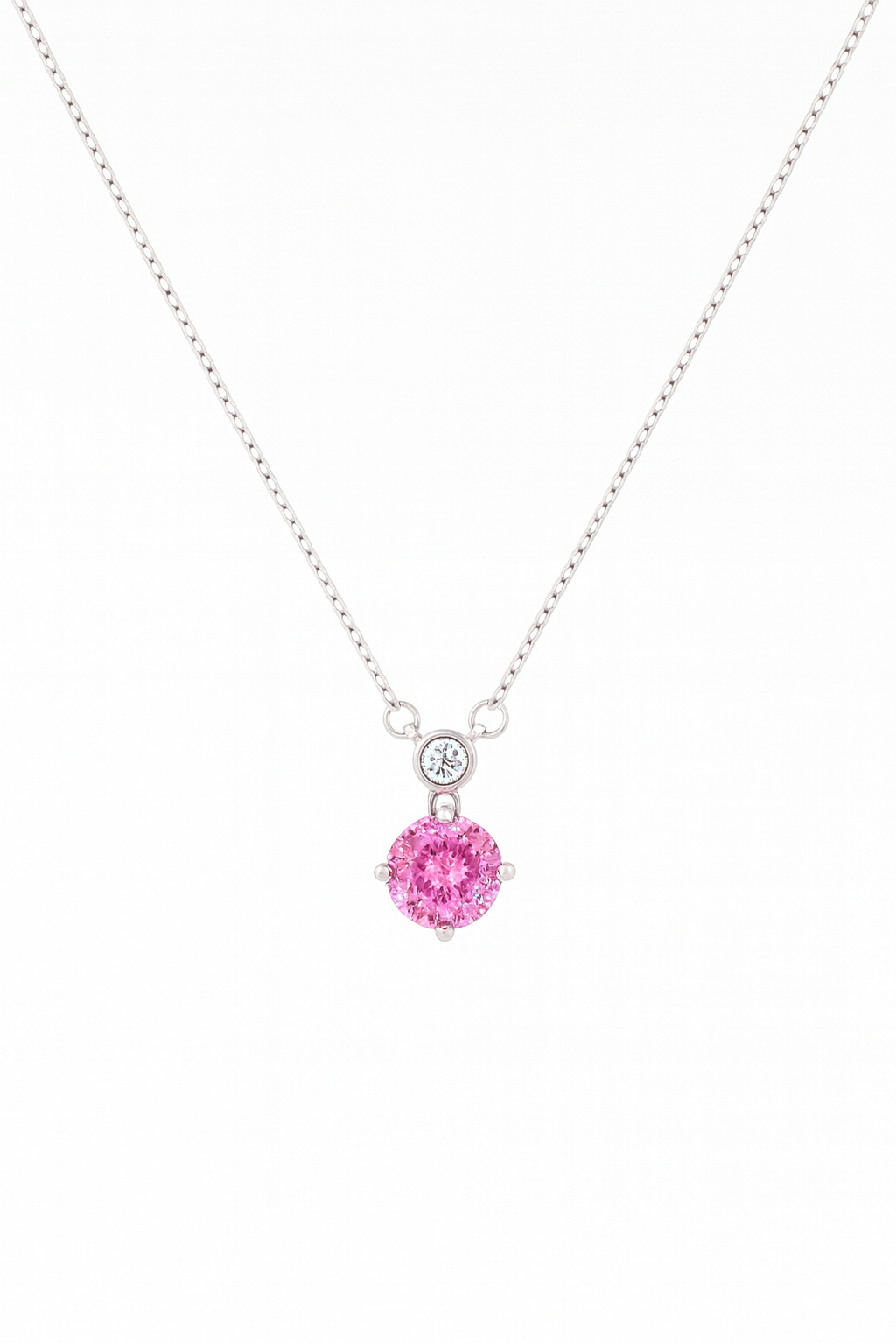 925 Silver Pink Round Solitaire Pendant with CZ Top Accent – Minimal, Elegant & Timeless Everyday Jewellery