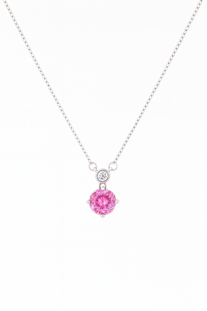 925 Silver Pink Round Solitaire Pendant with CZ Top Accent – Minimal, Elegant & Timeless Everyday Jewellery