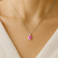 925 Silver Pink Emerald-Cut Solitaire Pendant with CZ Top – Chic, Modern & Elegant Everyday Necklace