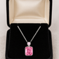 925 Silver Pink Emerald-Cut Solitaire Pendant with CZ Top – Chic, Modern & Elegant Everyday Necklace