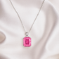 925 Silver Pink Emerald-Cut Solitaire Pendant with CZ Top – Chic, Modern & Elegant Everyday Necklace