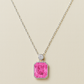 925 Silver Pink Emerald-Cut Solitaire Pendant with CZ Accent – Premium Sparkle & Modern Minimal Luxury