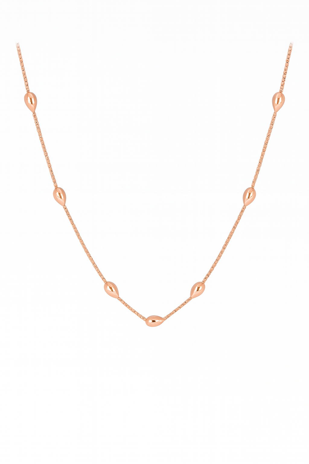 Silver Teardrop Station Necklace for Women – Minimal & Elegant
