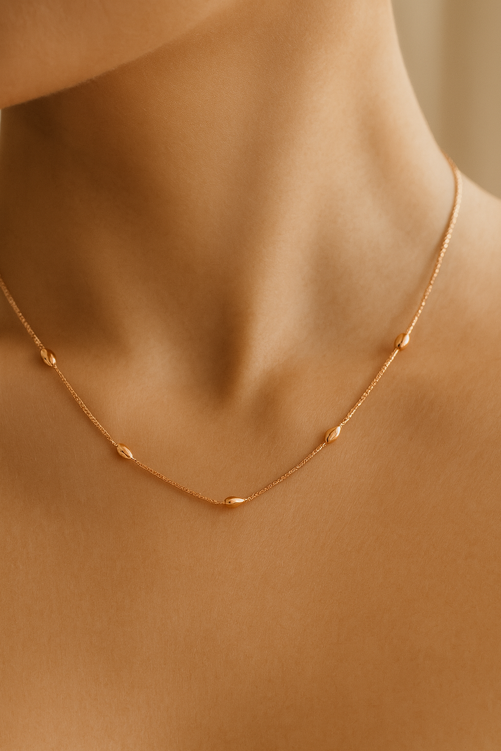 Silver Teardrop Station Necklace for Women – Minimal & Elegant