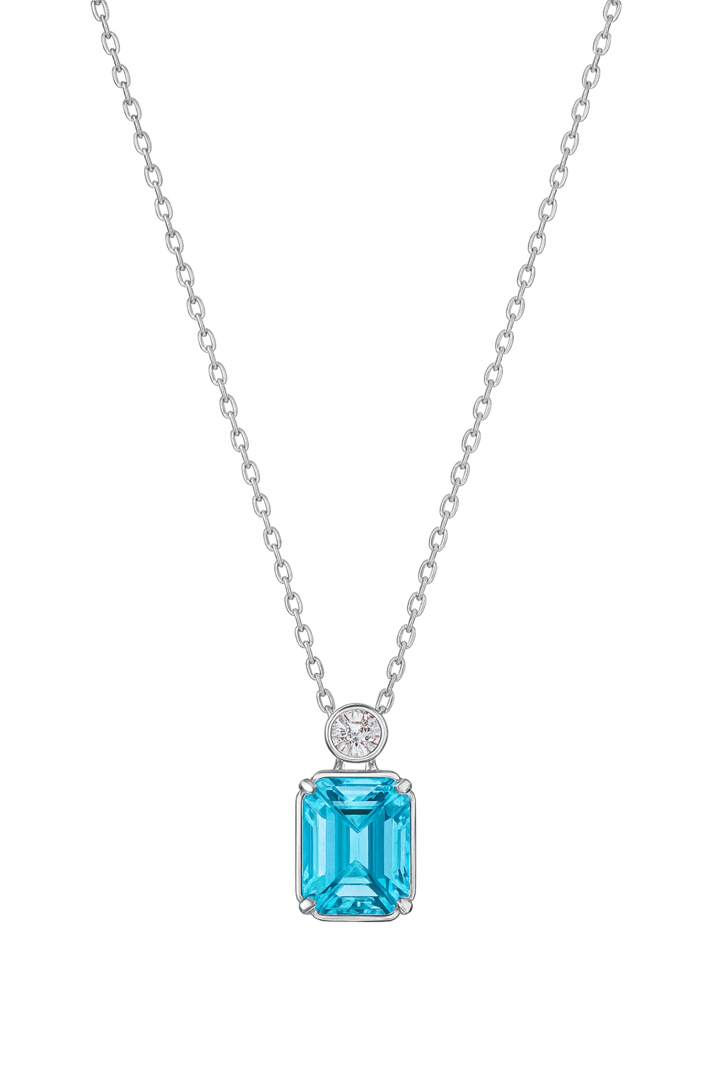 925 Silver Pink Emerald-Cut Solitaire Pendant with CZ Top – Chic, Modern & Elegant Everyday Necklace