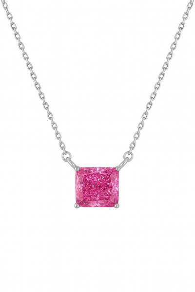 925 Silver Pink Princess-Cut Solitaire Pendant – Modern, Minimal & Ultra-Elegant Daily Luxury